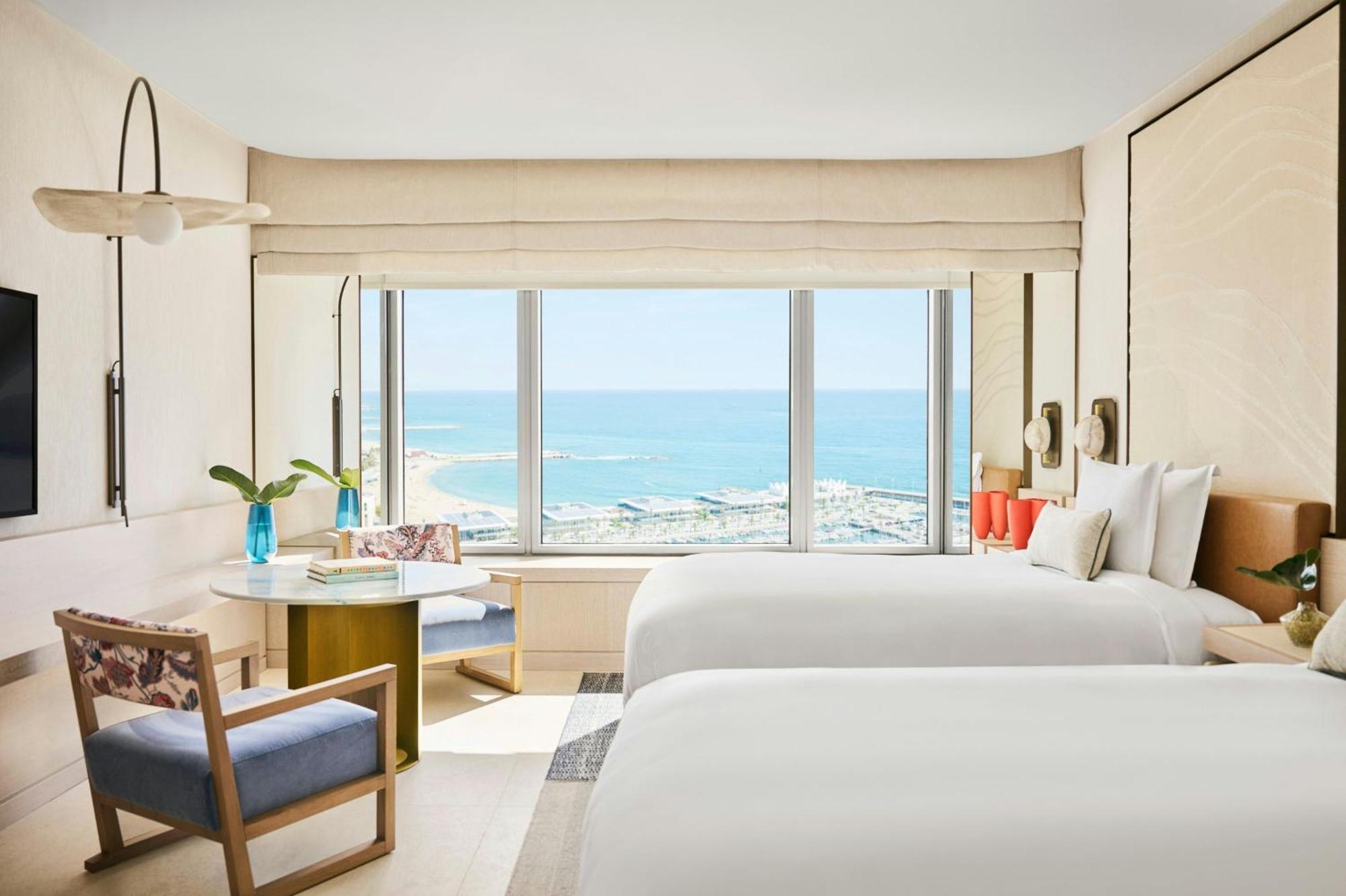 Panorama Double Room with Two Double Beds and Partial Sea View